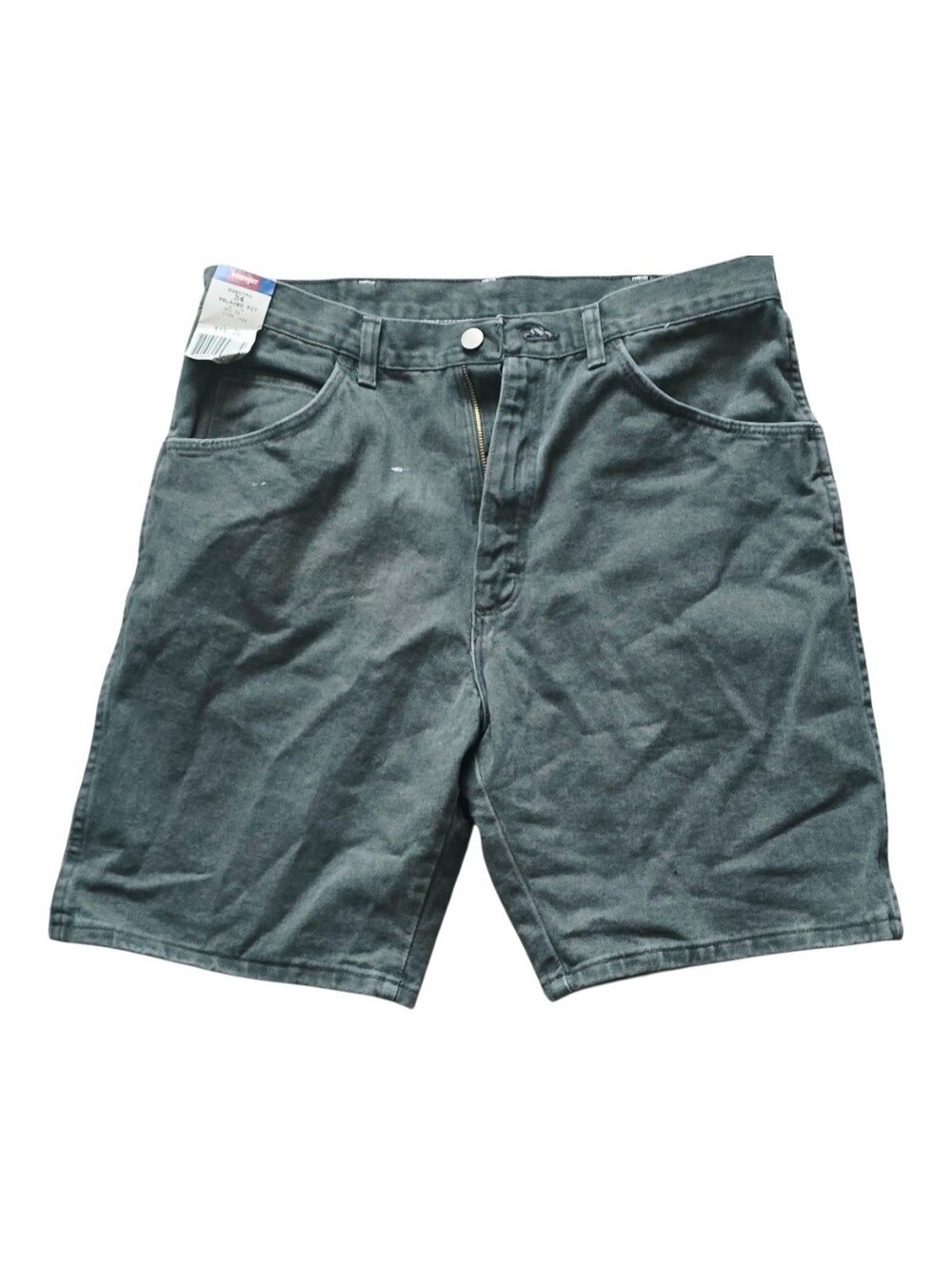 New With Tags Mens Wrangler Olive Green Relaxed Fit Denim Shorts 34